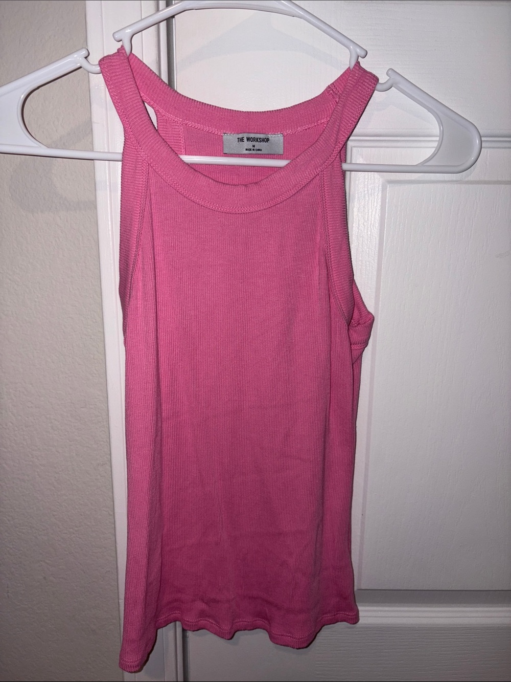 Pink Ribbed Racerback Tank